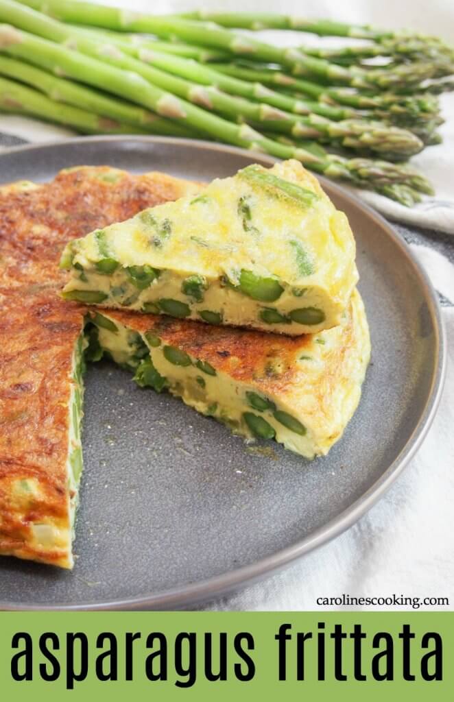 This asparagus frittata is easy to make and the kind of dish that's as good at breakfast as lunch or dinner. With simple flavors, it's both fresh and comforting - plus easy to adapt too!