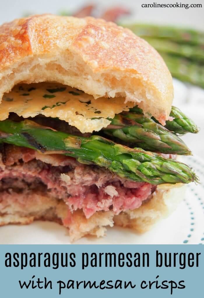 Asparagus parmesan burger with parmesan crisps