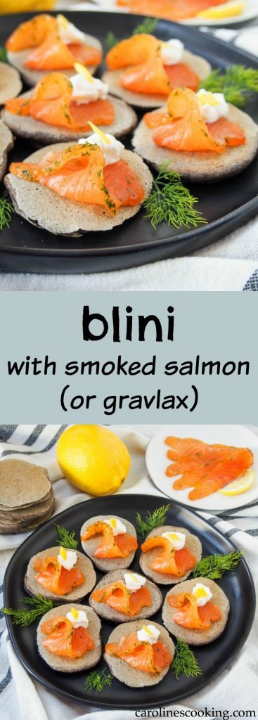 Blini with smoked salmon (or gravlax)