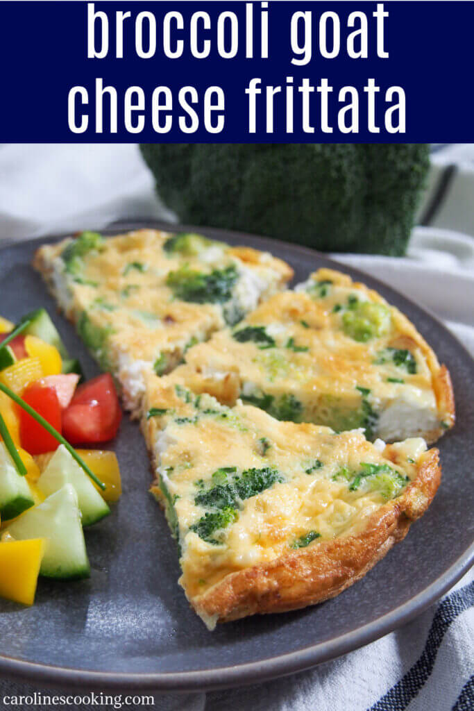 This broccoli goat cheese frittata is easy to make with a tasty mix of broccoli, soft goat cheese and sweet onion. It's perfect as part of brunch, paired with salad for a light lunch or pack it for a picnic.