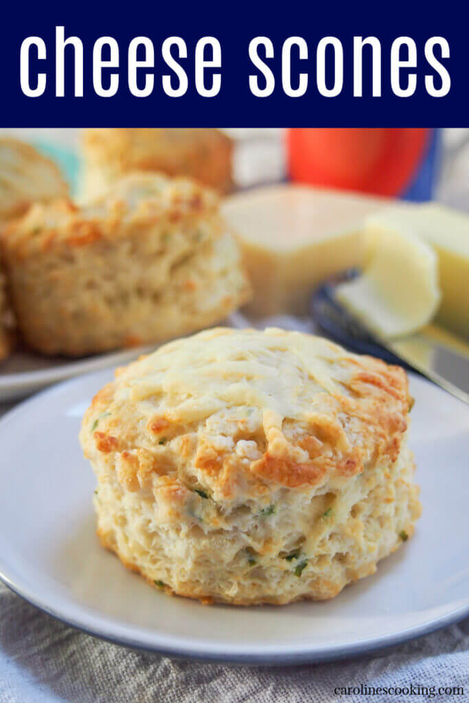 These savory cheese scones are easy to make, packed with cheese flavor yet surprisingly light. They make a delicious snack, side or base for a sandwich. Plus they're perfect to add to an afternoon tea spread.