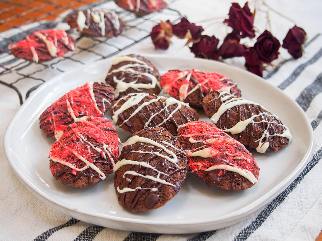 chocolate madeleines on plate