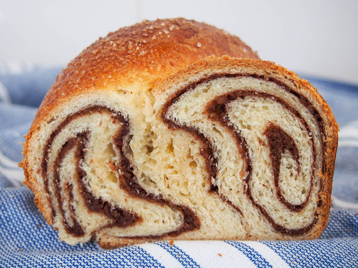 cross section of cozonac Romanian Easter bread