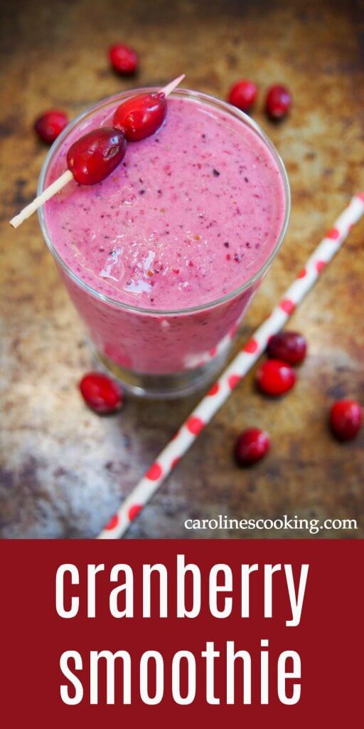 Easy to make, and with lots of great ingredients, this cranberry smoothie is a refreshing, colorful glass.