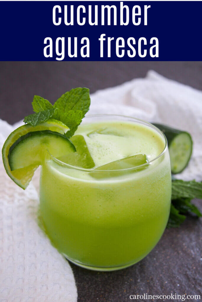 This cucumber agua fresca is bright, light and refreshing. It comes together easily with just a few simple ingredients and is perfect to cool you down on a warm day. #cucumber #aguafresca #mexicandrink