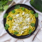 plate of espagueti verde, Mexican green spaghetti