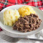 simplified haggis served with mashed potato and rutabaga