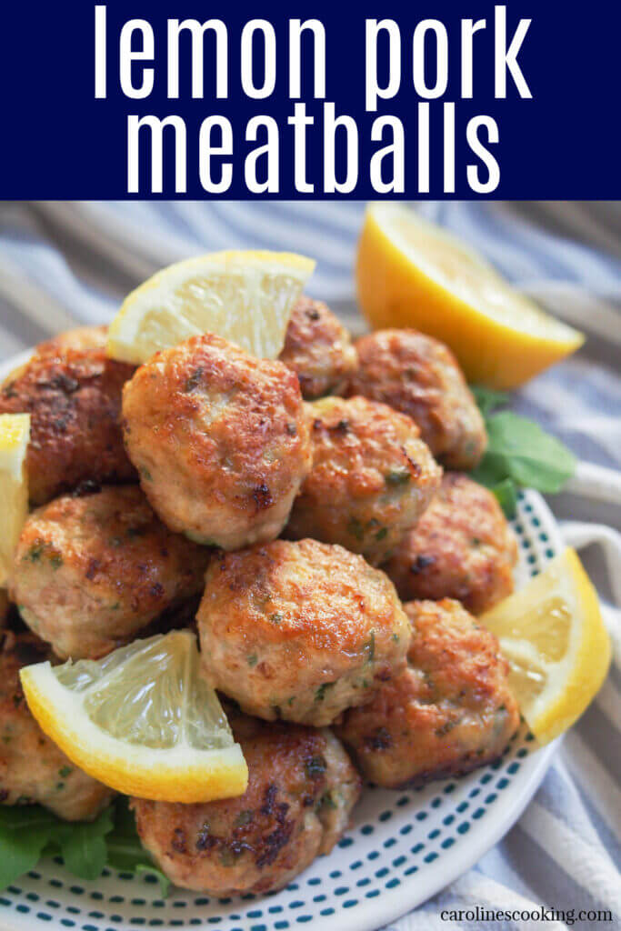 These lemon pork meatballs are based on Italian polpette al limone and are both easy to make with a delicious flavor.The lemon makes them that bit lighter and brighter - perfect to make mart of a main, as an appetizer or make ahead for meal prep!