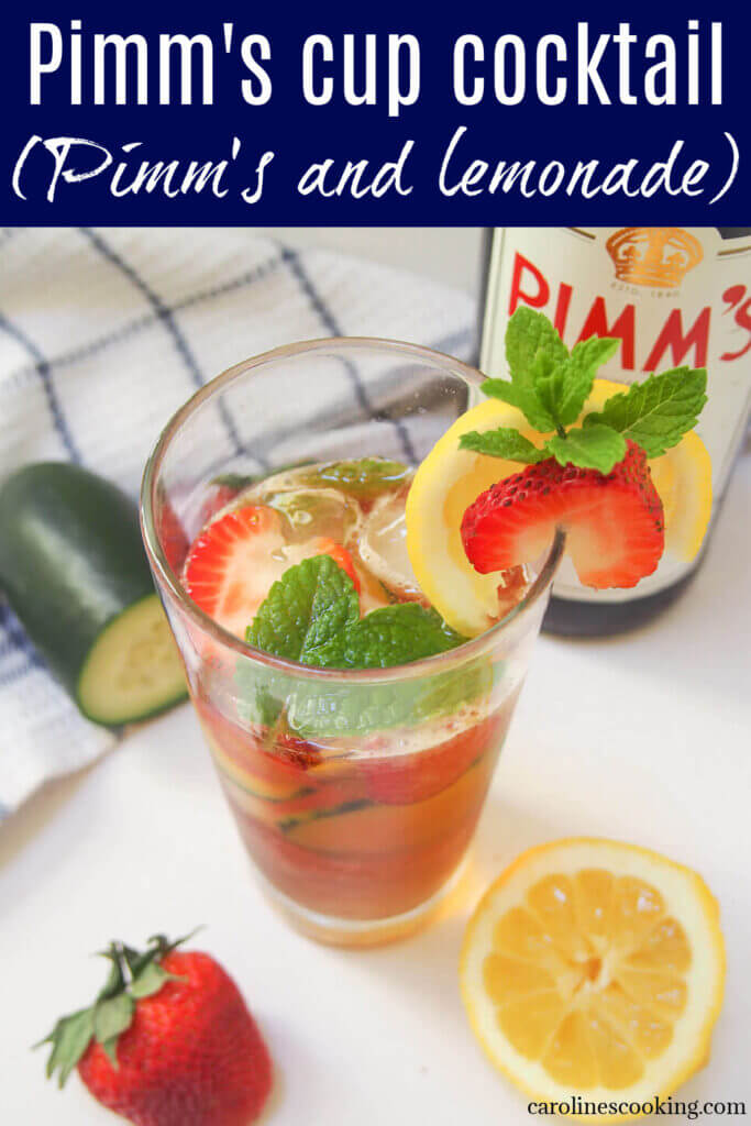 A Pimm's cup cocktail (Pimm's and lemonade) is such a classic, easy British cocktail. It's light, fresh and perfect for summer barbecues, picnics or any excuse you can find. #cocktail #pimms #summercocktail