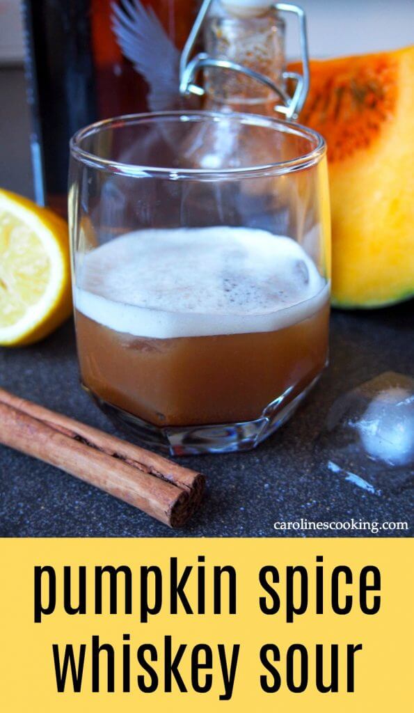 This pumpkin spice whiskey sour is the pumpkin spice cocktail you've been searching for! It's easy to make, with a wonderful balance of warm spices and tart lemon. A wonderful warm twist on a classic. #pumpkinspice #cocktail #sour #whiskey