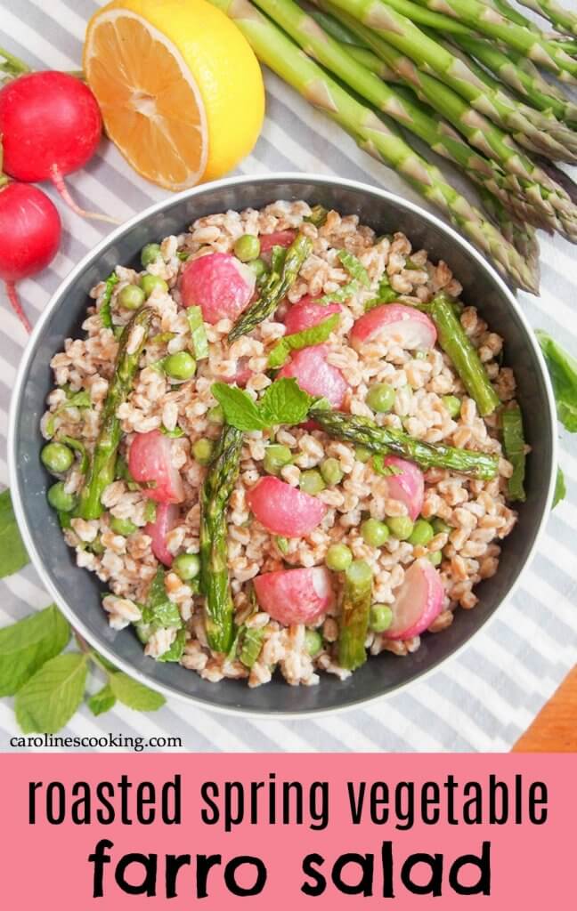 roasted spring vegetable farro salad