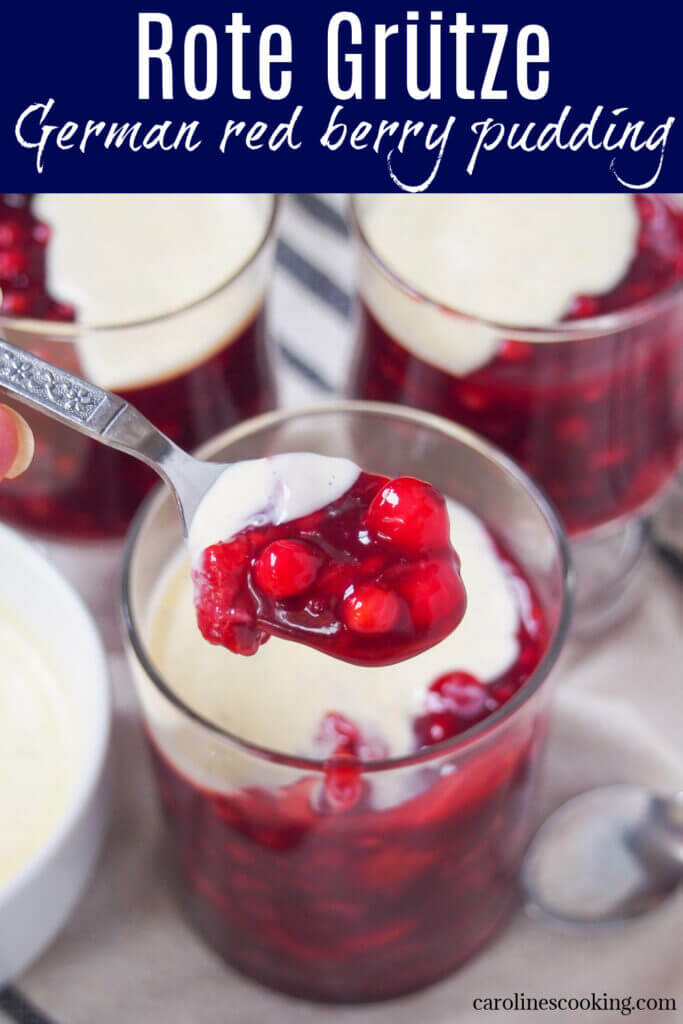 Rote Grütze (Rote Gruetze) is a wonderfully simple German dessert, a kind of berry compote that's packed with juicy chunks of fruit. Delicious warm or chilled, with vanilla sauce, cream or ice cream.