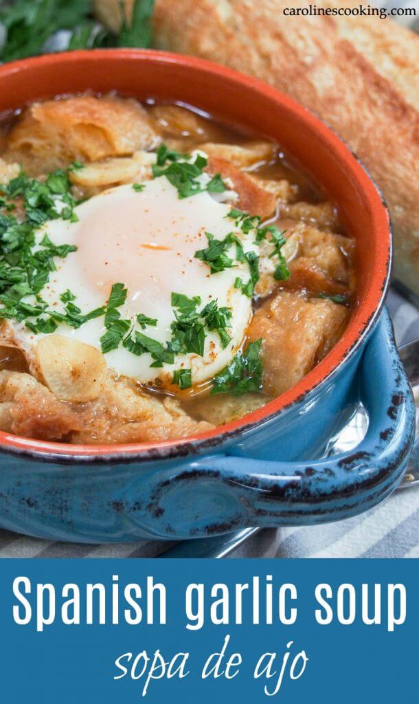 This garlic soup may not have many ingredients, but Spanish sopa de ajo is packed with flavor and warmth. It's easy to make, rustic and comforting. Just what you need on a cold day.