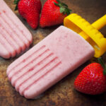 side view of a strawberry paleta