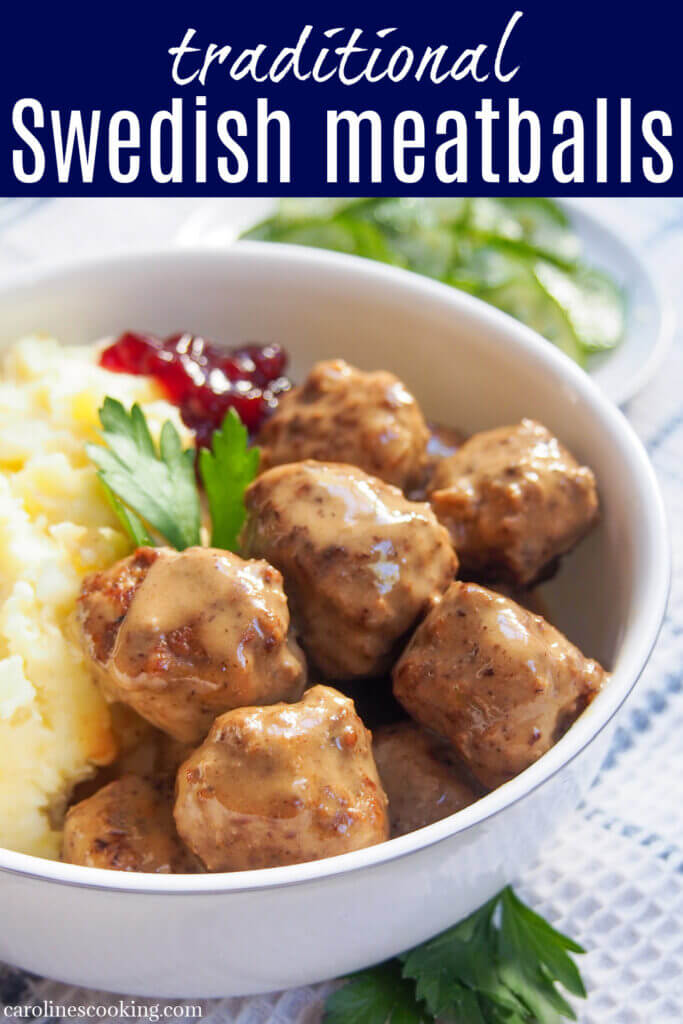 Forget the frozen version, traditional Swedish meatballs (köttbullar) are easy to make at home and taste delicious. These gently spiced meatballs in a flavorful cream sauce are classic comfort food. 