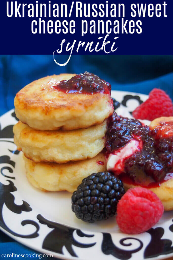 Syrniki are small, thick Ukrainian/Russian sweet cheese pancakes. They might not have a lot of ingredients and look a bit unassuming, but these little bites are soft, fluffy and deliciously good. 