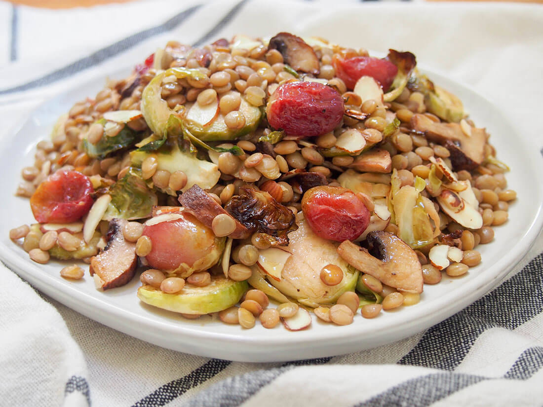 plate of lentil salad from side